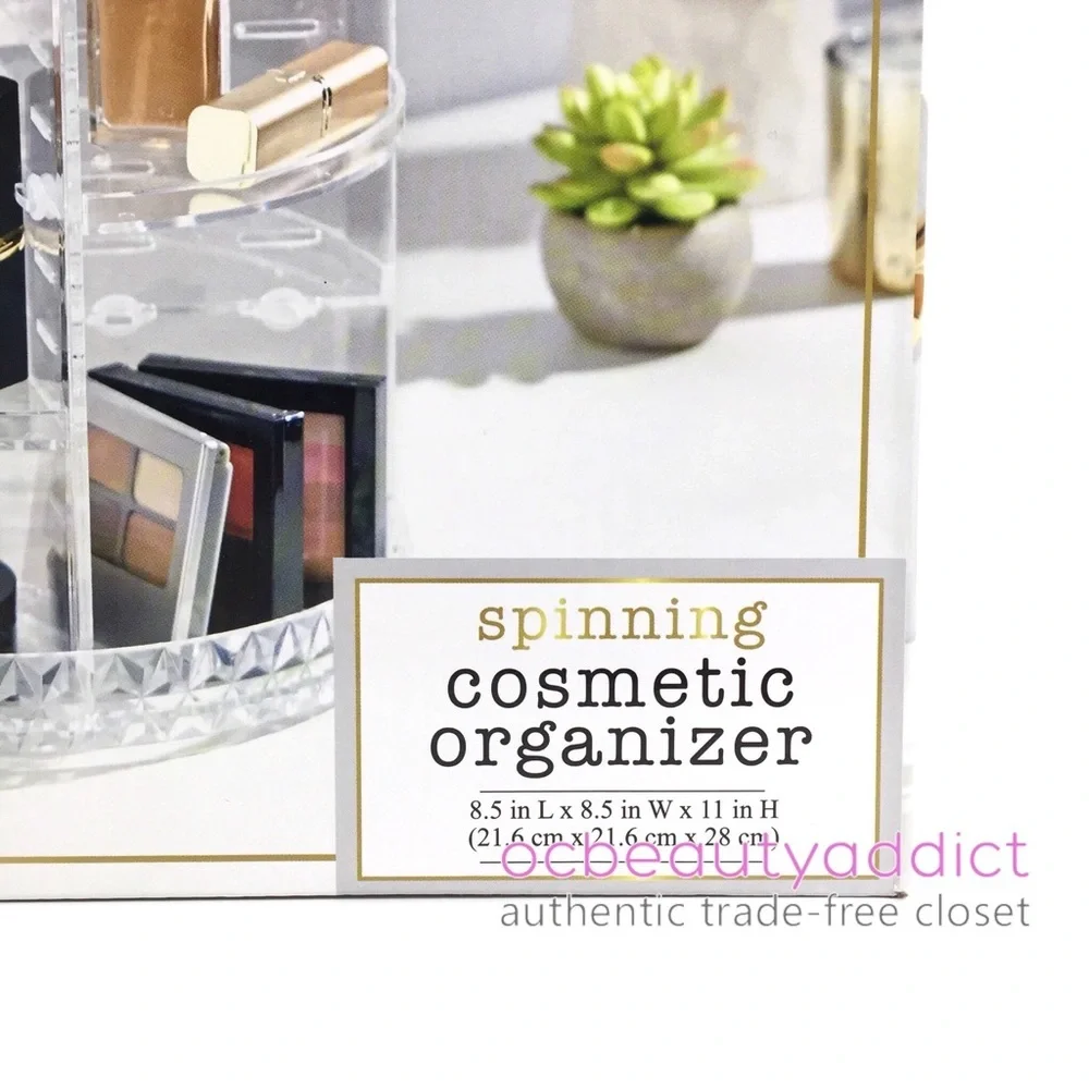 Clear Adjustable Shelf Spinning Cosmetic Organizer